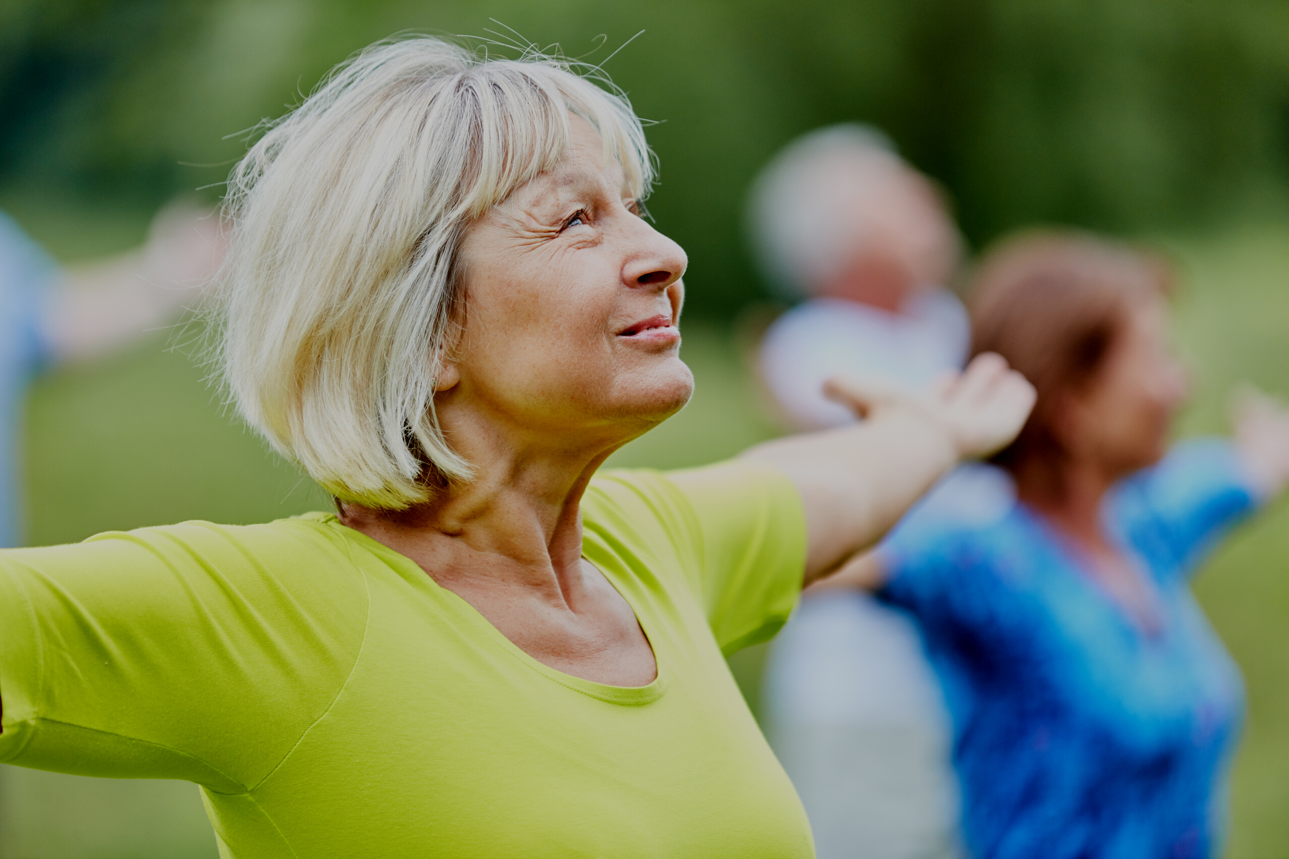 Active Seniors in a Yoga Class